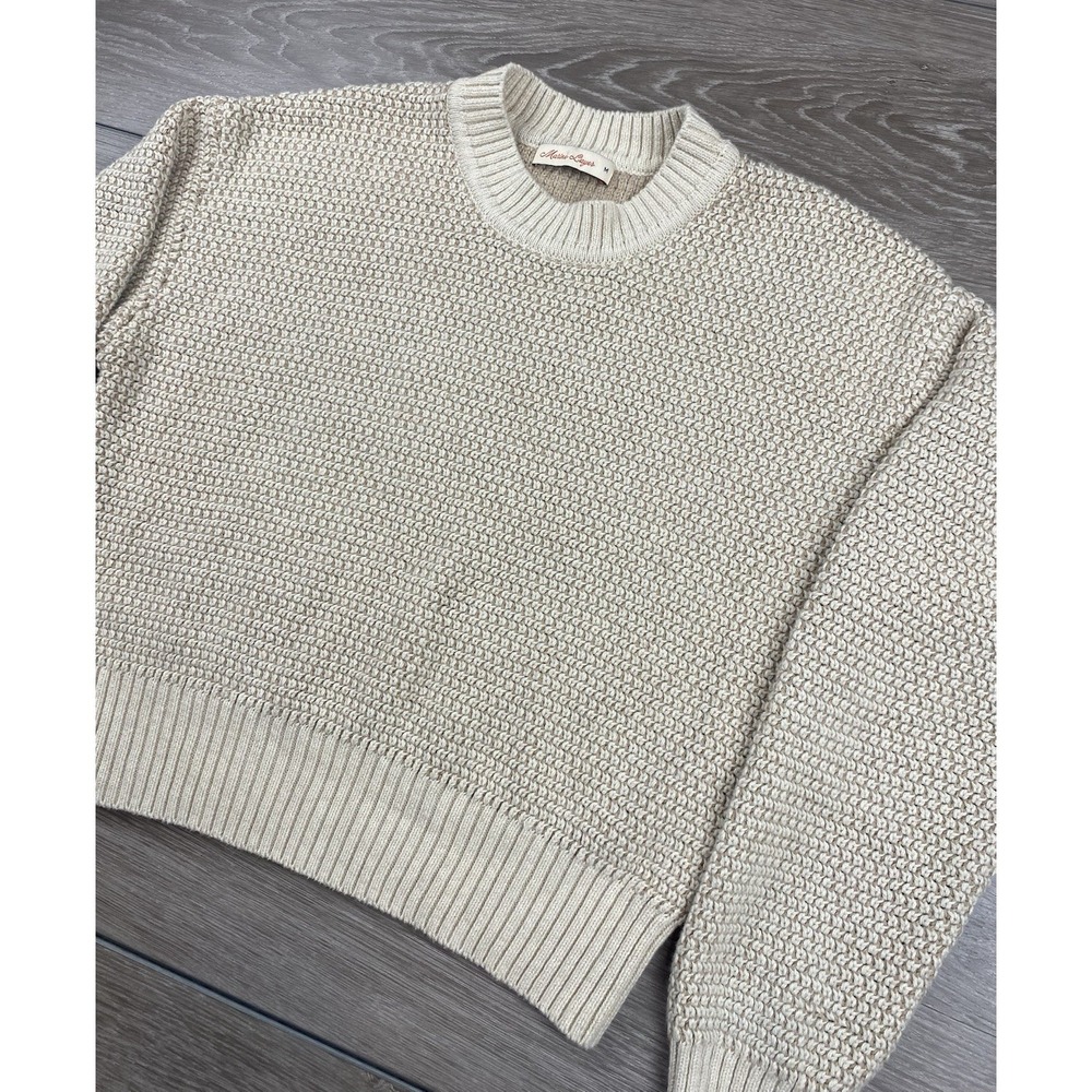Marine Layer Mens Pullover Long Sleeve Knit Sweater Cream Size Medium